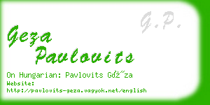 geza pavlovits business card